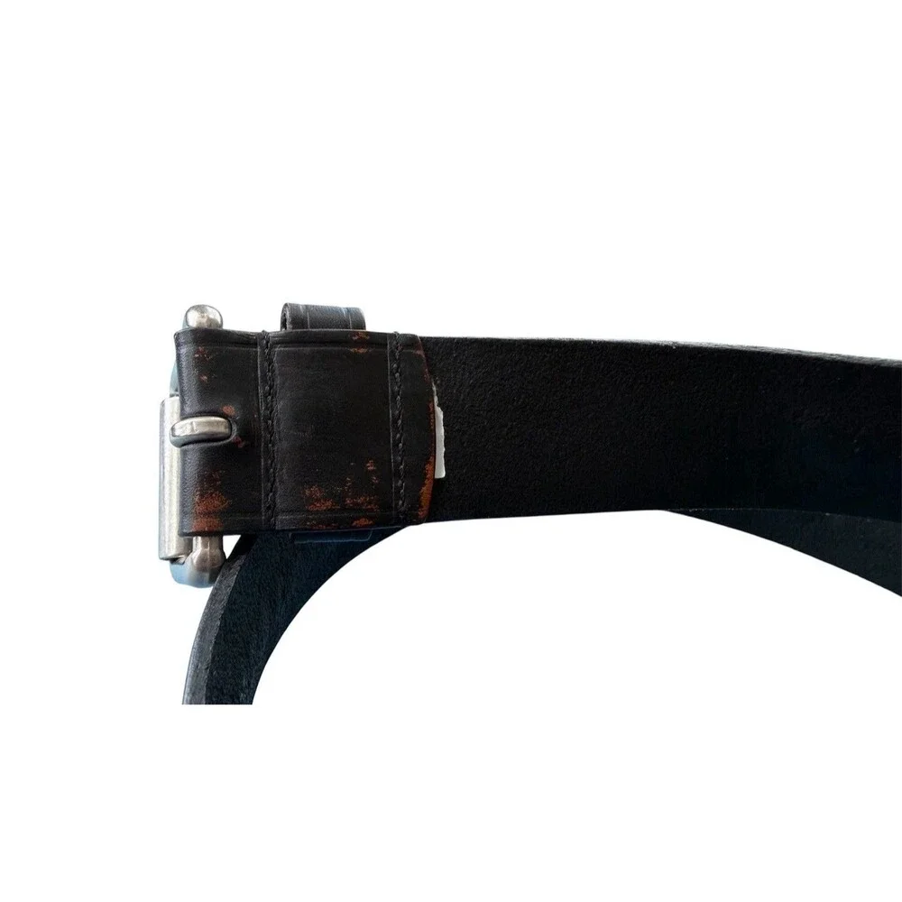 Levi's Men's Size Large 38-40 Black Distressed Leather Roller Buckle Belt